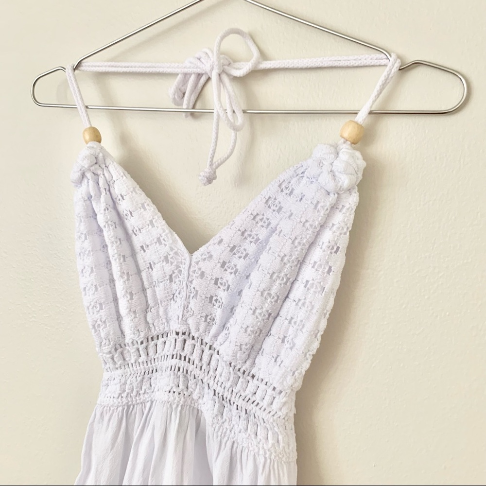 | crochet backless tie halter beach summer cover up dress | - Picture 3 of 10